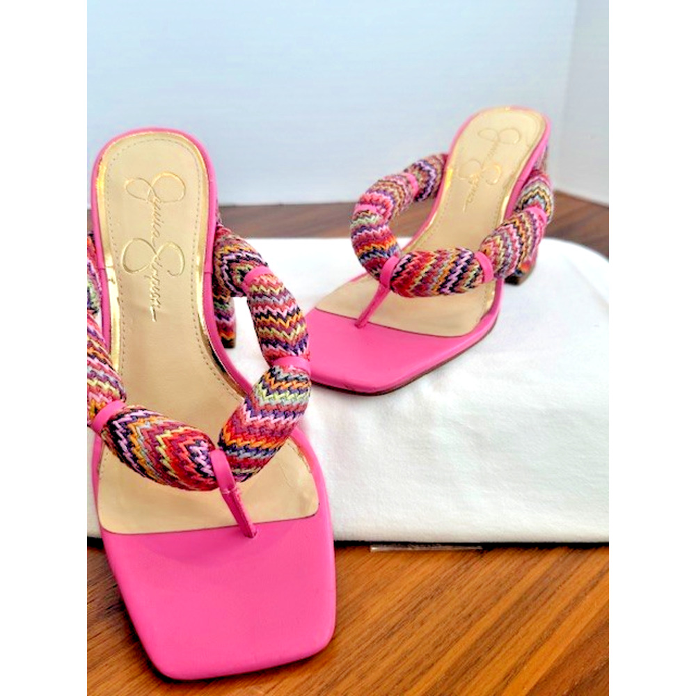Jessica Simpson Womens Olimpio Block Heel Thong Sandal Blush Pink Multi SZ 7 - Picture 9 of 16